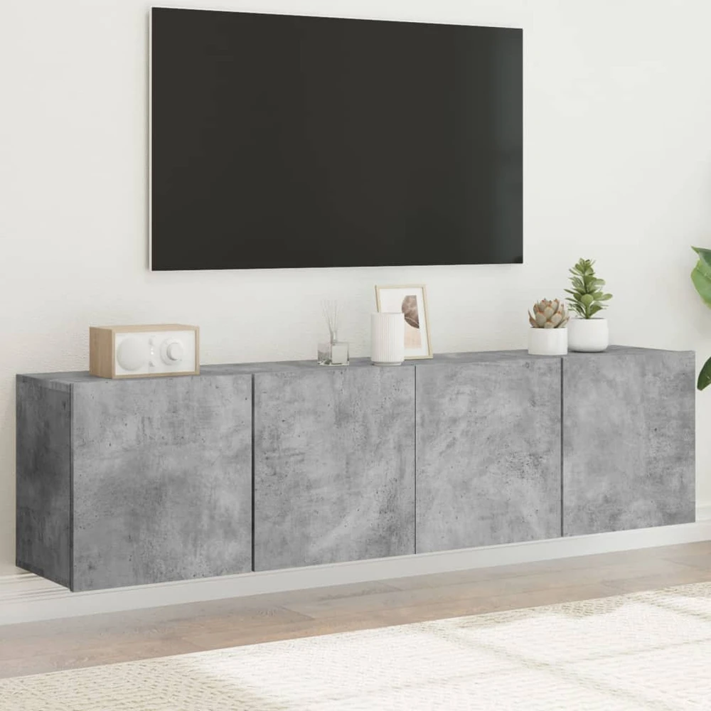 TV staliukas Prie sienos montuojamos TV spintelės, 2vnt., betono, 80x30x41cm