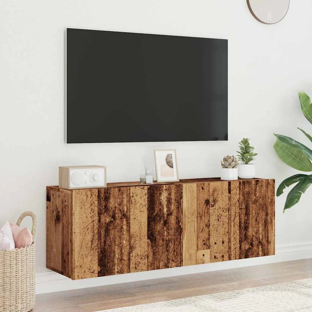 TV staliukas Prie sienos montuojamos TV spintelės, 2vnt., medžio, 60x30x41cm