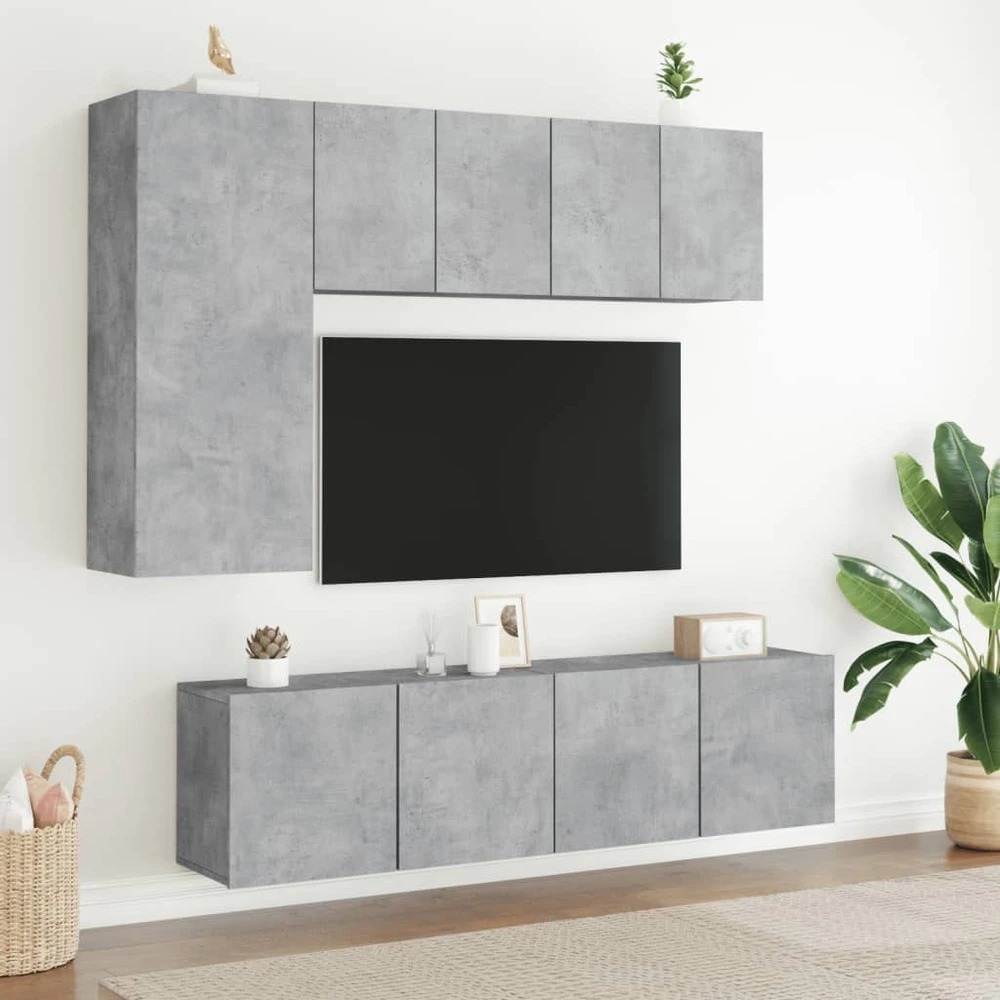 TV staliukas Prie sienos montuojamos TV spintelės, 2vnt., betono, 60x30x41cm