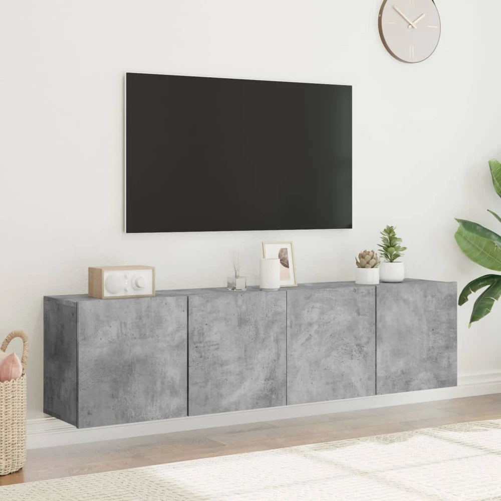 TV staliukas Prie sienos montuojamos TV spintelės, 2vnt., betono, 80x30x41cm