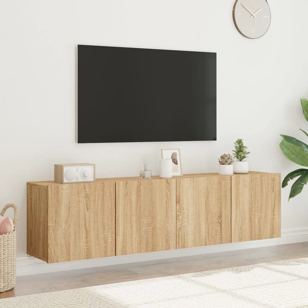 TV staliukas Prie sienos montuojamos TV spintelės, 2vnt., ąžuolo, 80x30x41cm