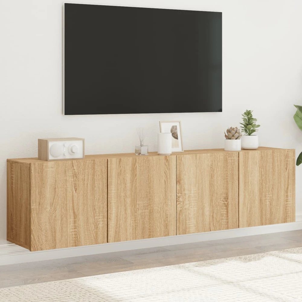 TV staliukas Prie sienos montuojamos TV spintelės, 2vnt., ąžuolo, 80x30x41cm