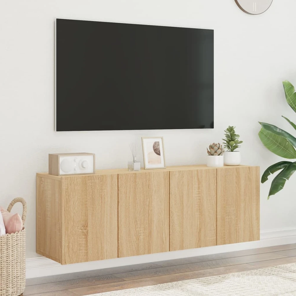 TV staliukas Prie sienos montuojamos TV spintelės, 2vnt., ąžuolo, 60x30x41cm