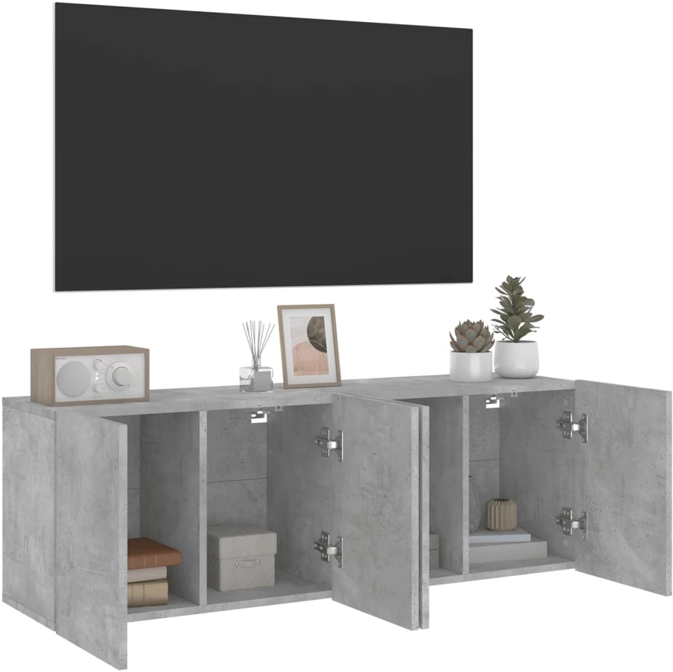TV staliukas Prie sienos montuojamos TV spintelės, 2vnt., betono, 60x30x41cm
