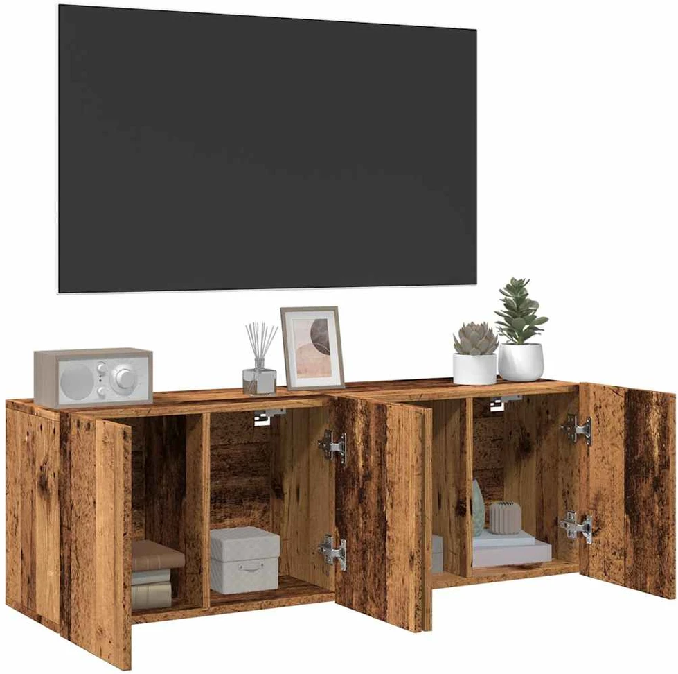 TV staliukas Prie sienos montuojamos TV spintelės, 2vnt., medžio, 60x30x41cm
