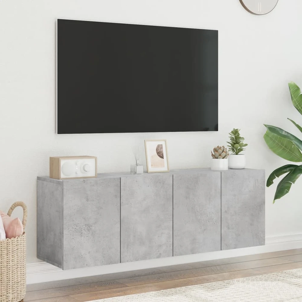 TV staliukas Prie sienos montuojamos TV spintelės, 2vnt., betono, 60x30x41cm
