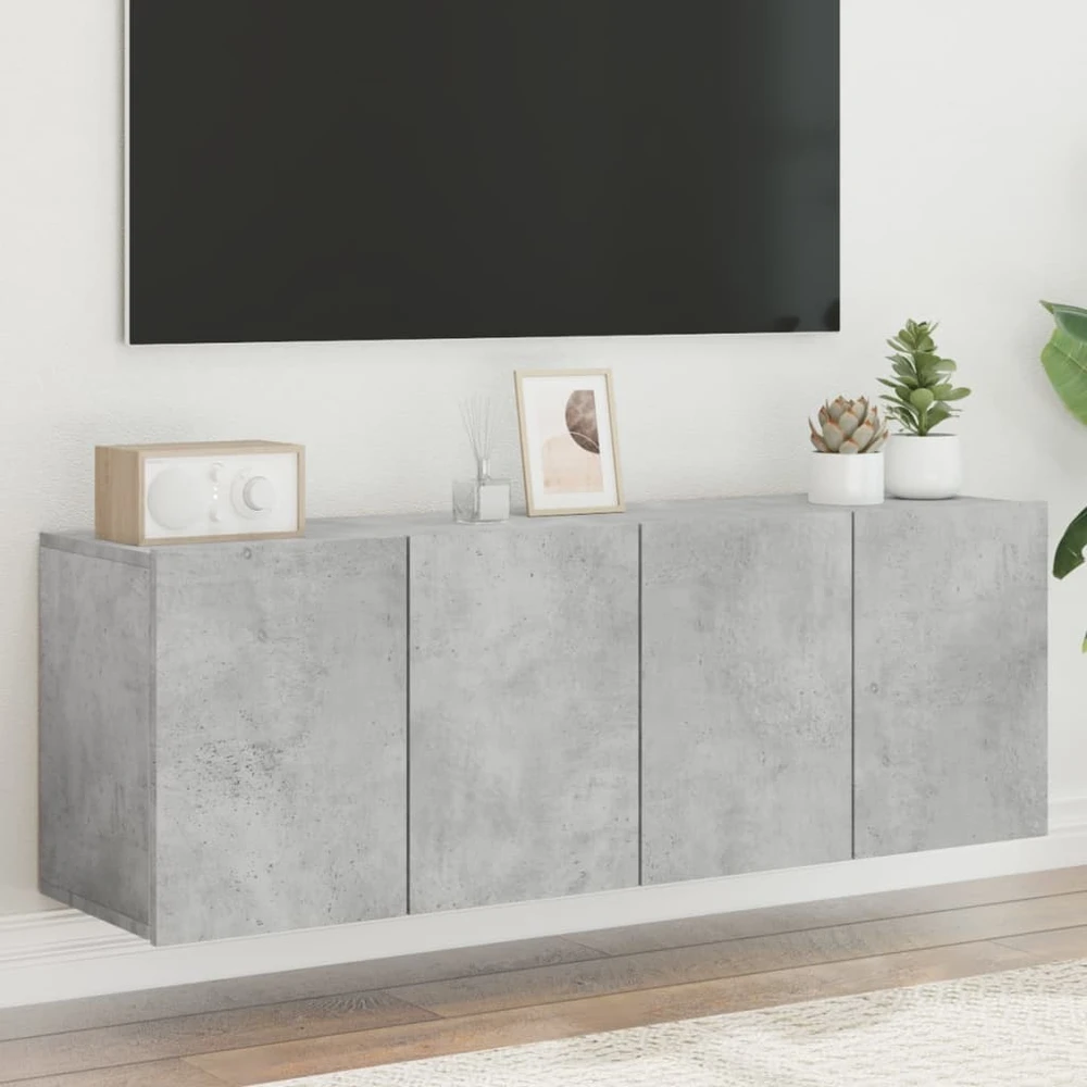 TV staliukas Prie sienos montuojamos TV spintelės, 2vnt., betono, 60x30x41cm