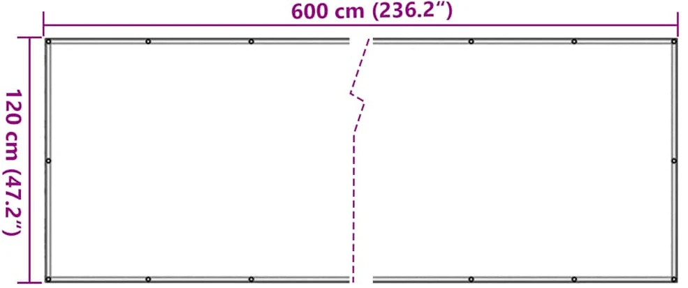Privatumo suteikianti balkono pertvara, pilka, 600x120cm, PVC