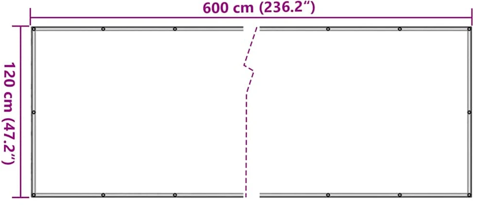 Privatumo suteikianti balkono pertvara, balta, 600x120cm, PVC