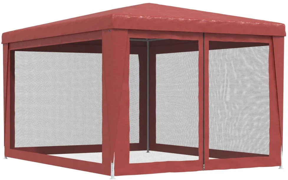 Proginė palapinė su 4 tinklinėmis sienomis, raudona, 3x4m, HDPE