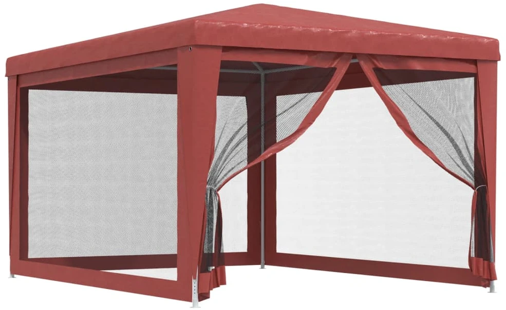 Proginė palapinė su 4 tinklinėmis sienomis, raudona, 3x4m, HDPE