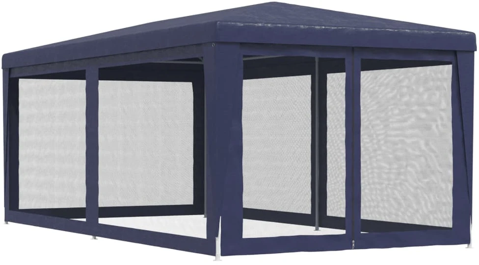 Proginė palapinė su 6 tinklinėmis sienomis, mėlyna, 3x6m, HDPE