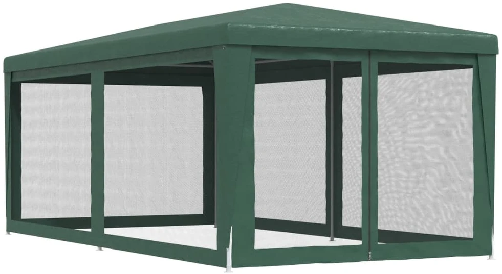 Proginė palapinė su 6 tinklinėmis sienomis, žalia, 3x6m, HDPE