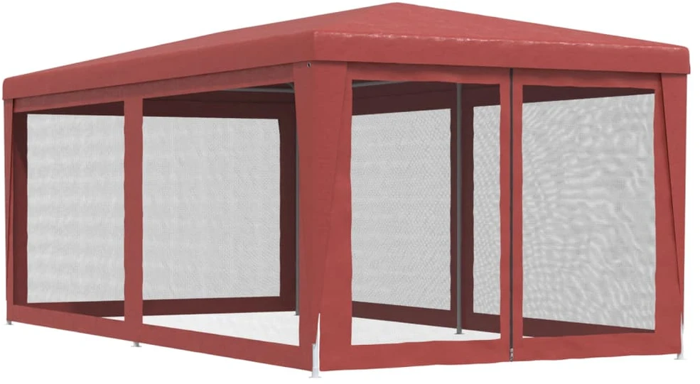 Proginė palapinė su 6 tinklinėmis sienomis, raudona, 3x6m, HDPE
