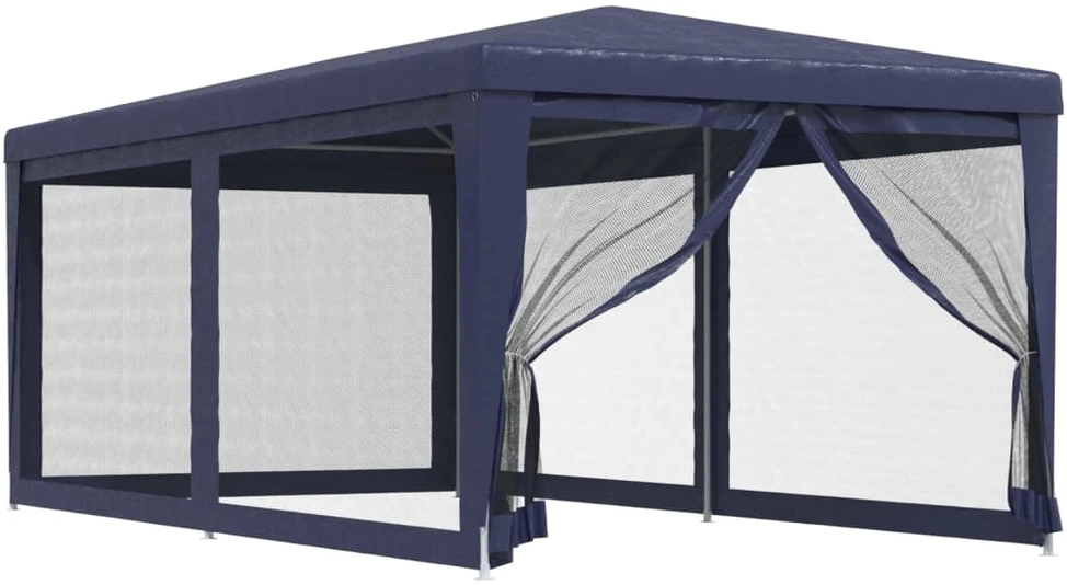Proginė palapinė su 6 tinklinėmis sienomis, mėlyna, 3x6m, HDPE