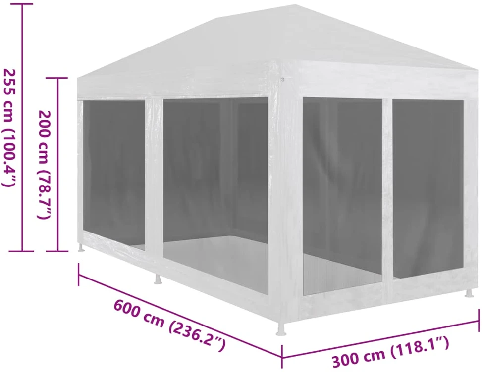 Proginė palapinė su 6 tinklinėmis šoninėmis sienelėmis, 6x3m