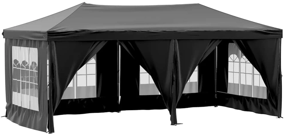 Proginė palapinė su šoninėmis sienomis, juoda, 3x6m