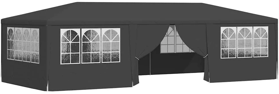 Proginė palapinė su šoninėmis sienomis, antracito, 4x9m, 90g/m²