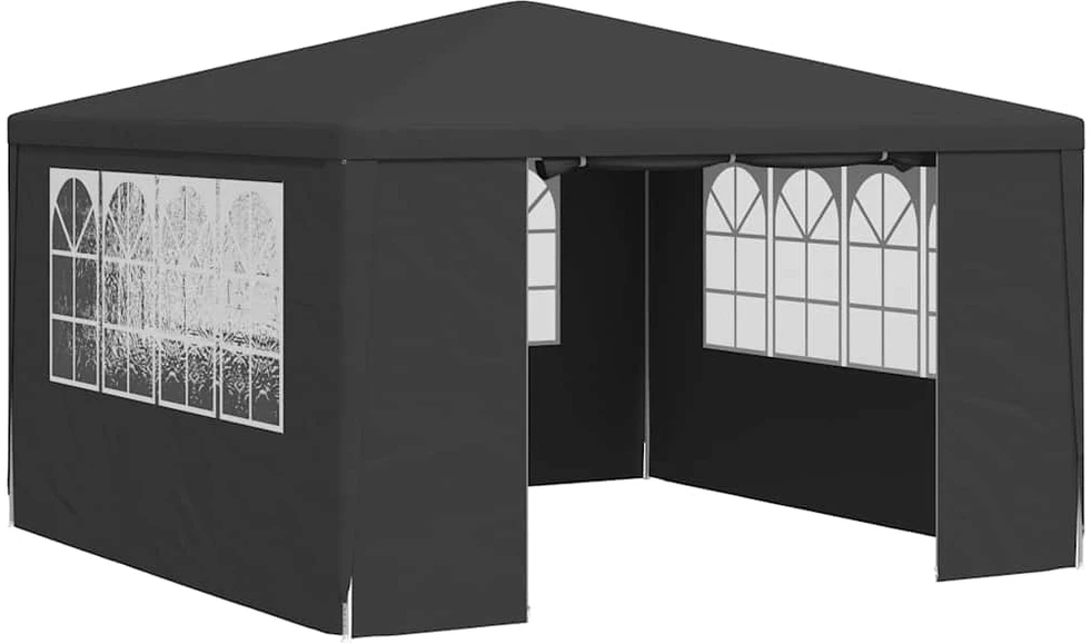 Proginė palapinė su šoninėmis sienomis, antracito, 4x4m, 90g/m²