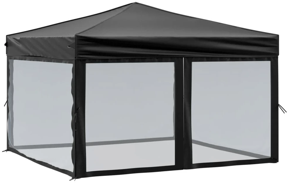 Proginė palapinė su šoninėmis sienomis, juoda, 3x3m