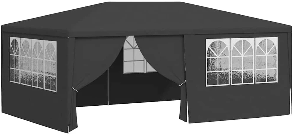 Proginė palapinė su šoninėmis sienomis, antracito, 4x6m, 90g/m²