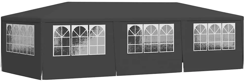 Proginė palapinė su šoninėmis sienomis, antracito, 4x9m, 90g/m²