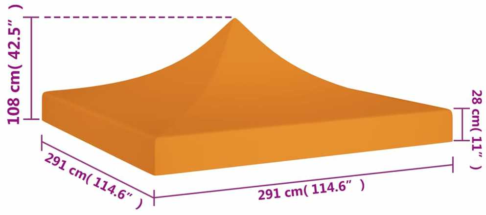 Proginės palapinės stogas, oranžinės spalvos, 3x3m, 270 g/m²