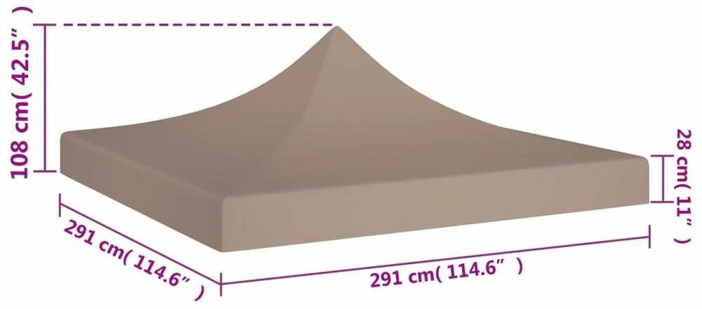 Proginės palapinės stogas, taupe spalvos, 3x3m, 270 g/m²