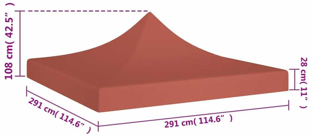 Proginės palapinės stogas, terakota spalvos, 3x3m, 270 g/m²