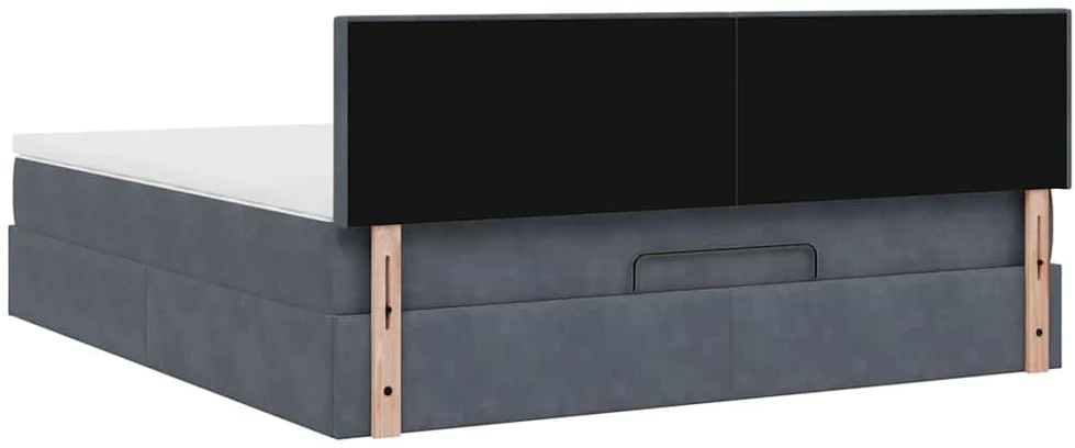 Pufas su čiužiniu ir LED lemputėmis, tamsiai pilkas, 160x200cm, aksomas