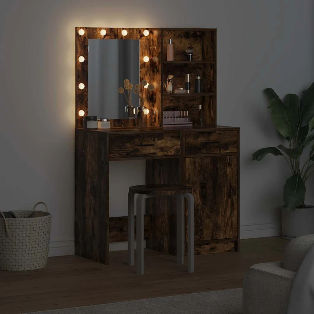 Puošimosi stalo komplektas su LED 2 vnt. Rūkyta ąžuolas