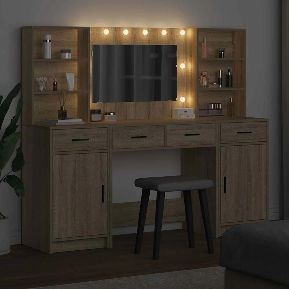 Puošimosi stalo komplektas su LED 3 vnt. Sonoma ąžuolas