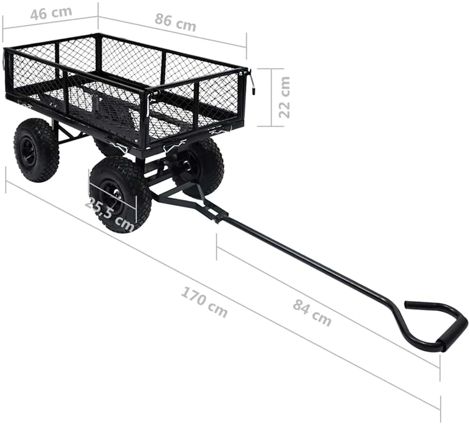 Rankinis sodo vežimėlis, juodos spalvos, 250kg