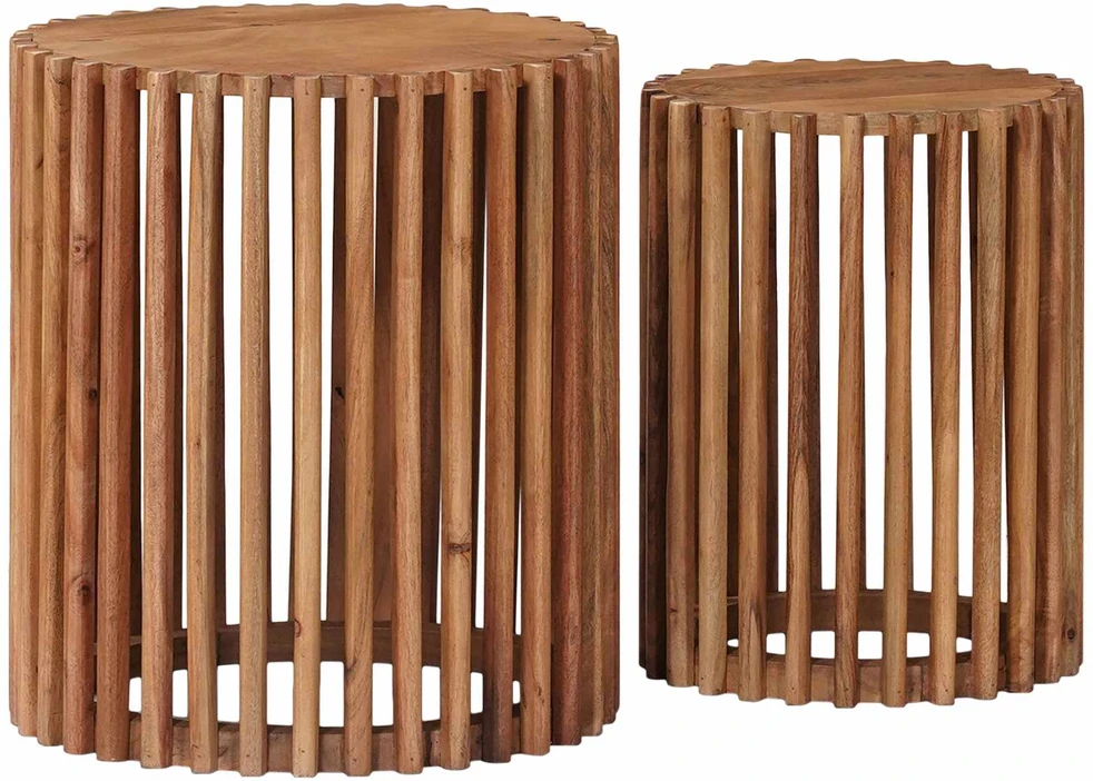 Rankų darbo šoniniai stalų rinkinys 2 vnt. Teak medžio rudas