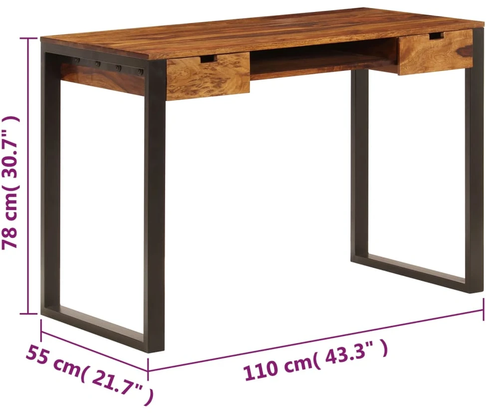 Rašomasis stalas, 110x55x78cm, rausv. dalb. med. mas. ir plien.