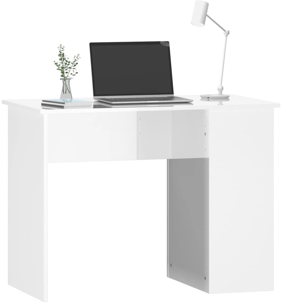 Rašomasis stalas, baltas, 100x55x75cm, mediena, blizgus