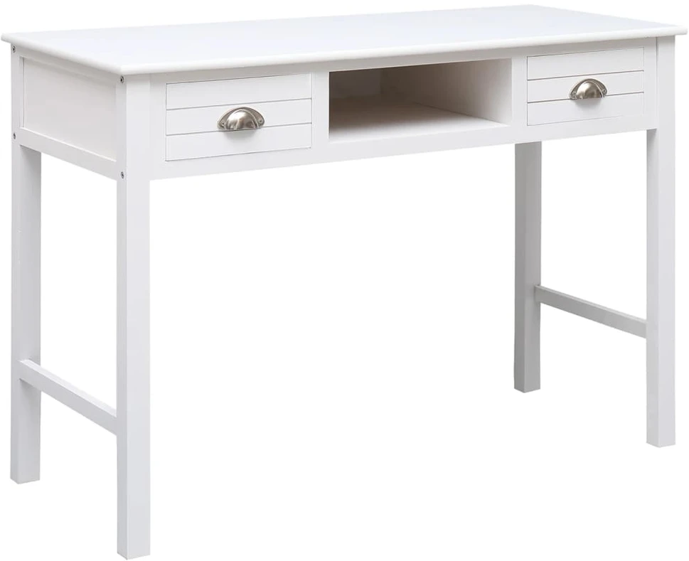 Rašomasis stalas, baltas, 108x45x76cm, paulovnijos masyvas
