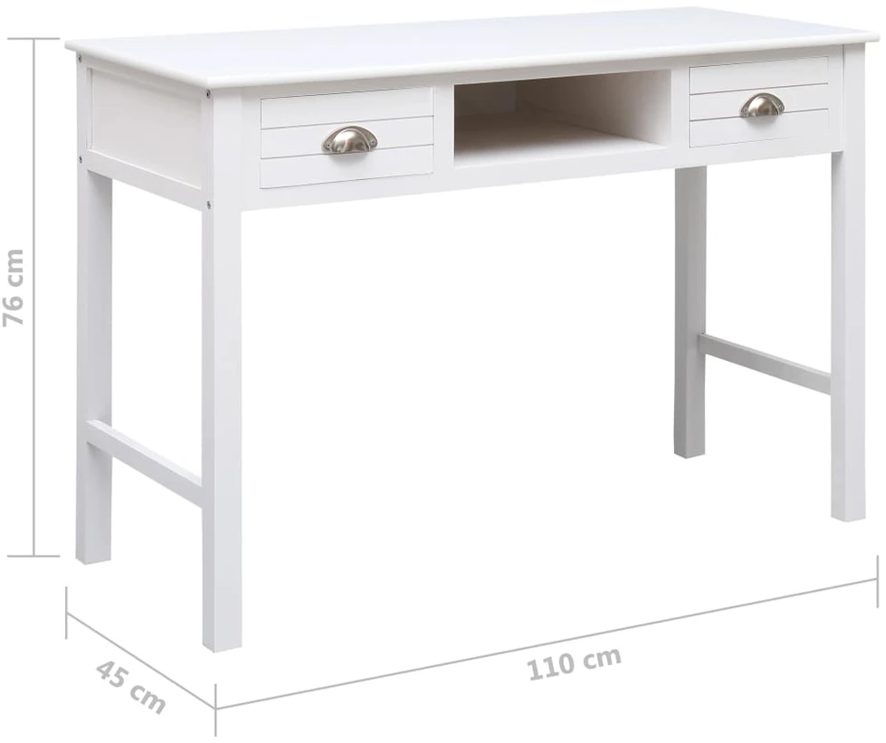 Rašomasis stalas, baltos spalvos, 110x45x76 cm, mediena