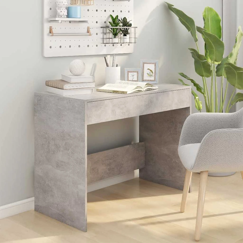 Rašomasis stalas, betono, 101x50x76,5cm, apdirbta mediena