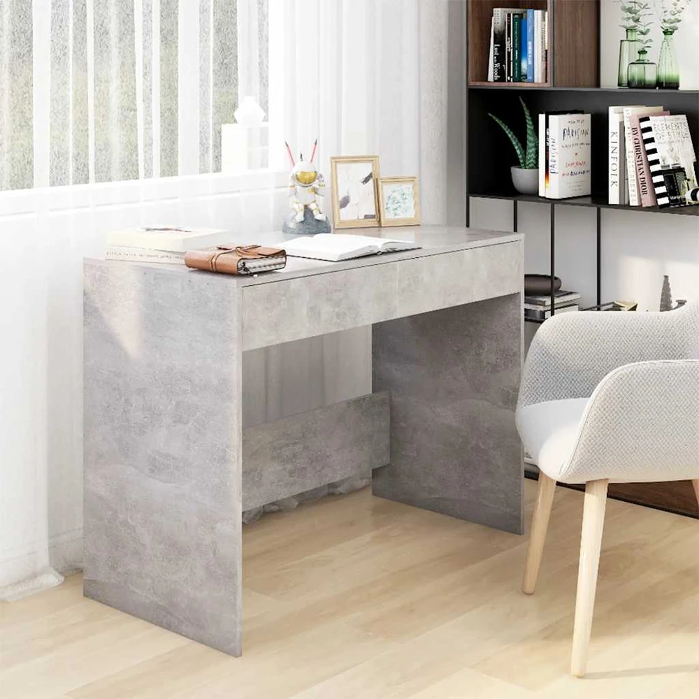 Rašomasis stalas, betono, 101x50x76,5cm, apdirbta mediena