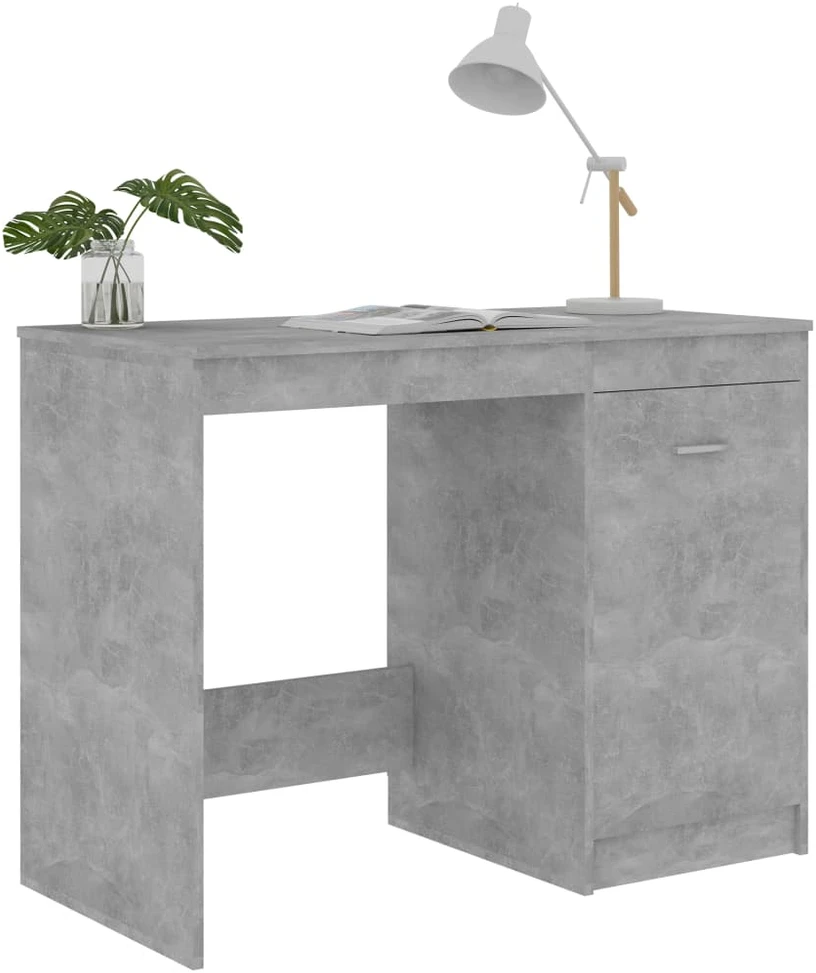 Rašomasis stalas, betono pilkas, 100x50x76cm, apdirbta mediena