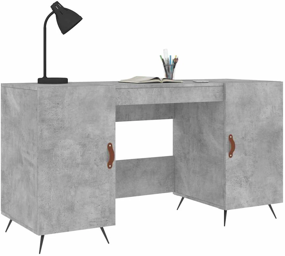 Rašomasis stalas, betono pilkas, 140x50x75cm, apdirbta mediena