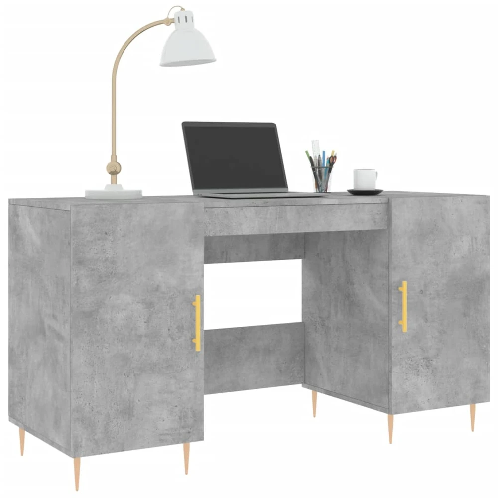 Rašomasis stalas, betono pilkas, 140x50x75cm, apdirbta mediena
