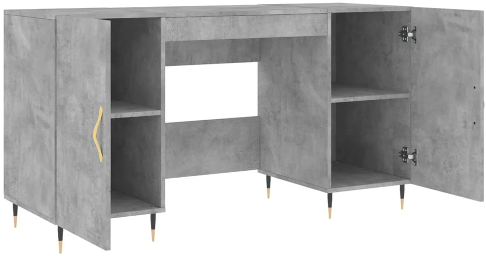 Rašomasis stalas, betono pilkas, 140x50x75cm, apdirbta mediena