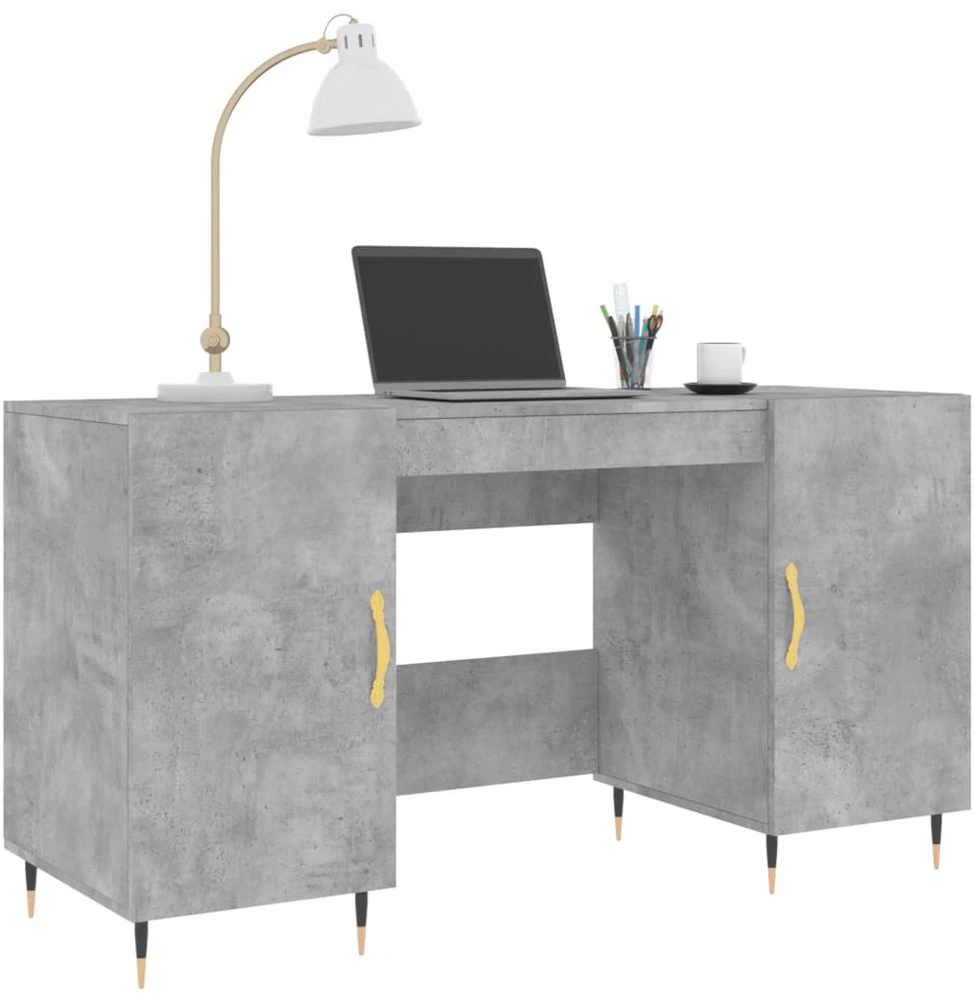 Rašomasis stalas, betono pilkas, 140x50x75cm, apdirbta mediena