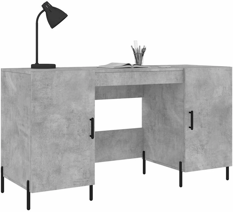Rašomasis stalas, betono pilkas, 140x50x75cm, apdirbta mediena