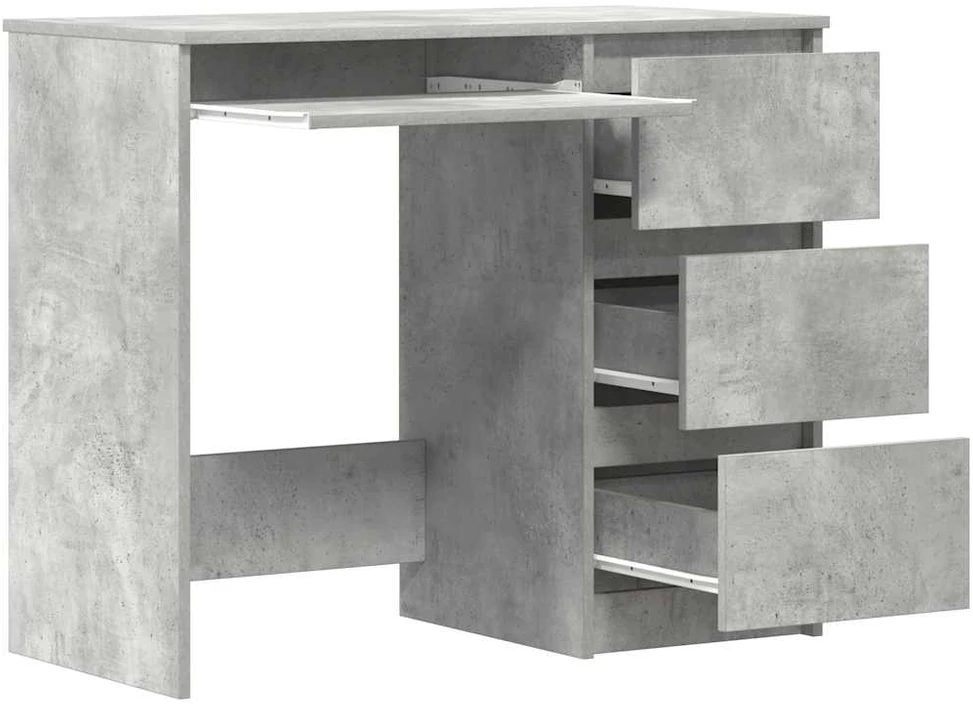 Rašomasis stalas, betono pilkas, 90x45x76cm, apdirbta mediena