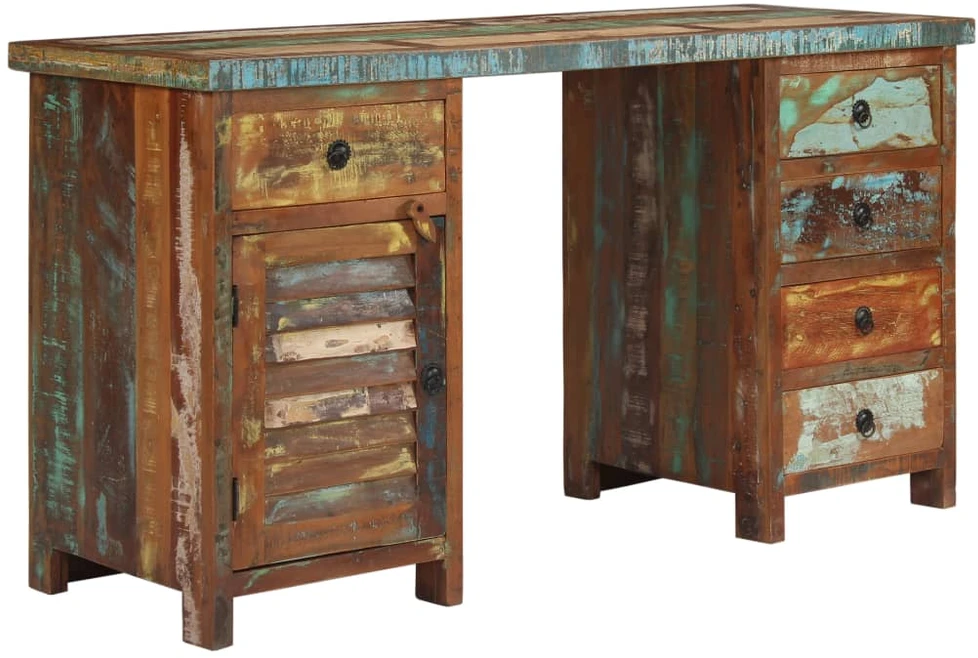 Rašomasis stalas, perdirbtos medienos masyvas, 140x50x77cm