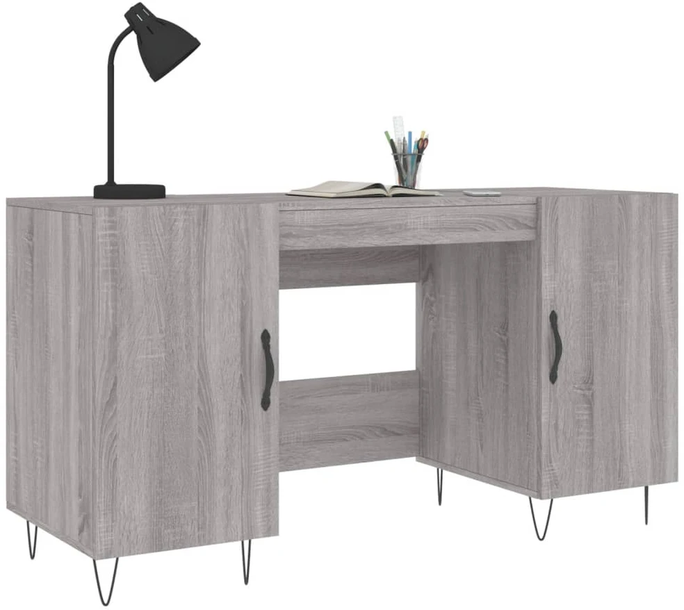 Rašomasis stalas, pilkas ąžuolo, 140x50x75cm, apdirbta mediena