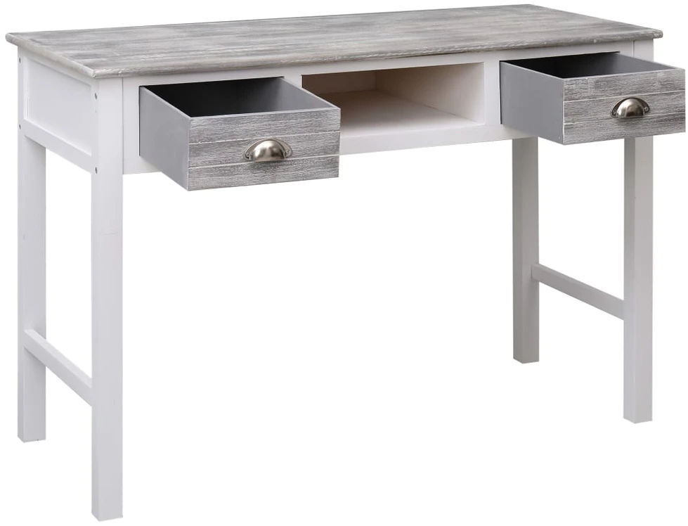 Rašomasis stalas, pilkos spalvos, 110x45x76 cm, mediena